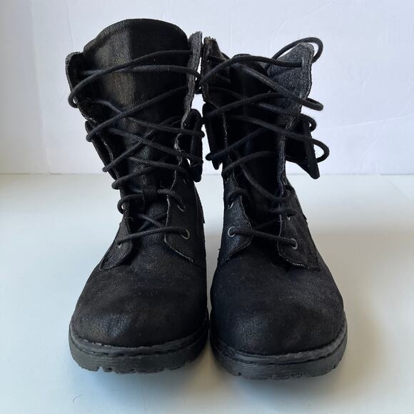 BOC Karel Combat Womens Boots Size 6M Black Stacked Heel  Herringbone Z23400 - Picture 3 of 13